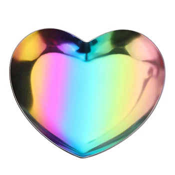 

Home Decor Holder Serving Platter Desktop Polished Storage Tray Easy Clean Heart Shape Dish Jewelry Organize Stainless Steel