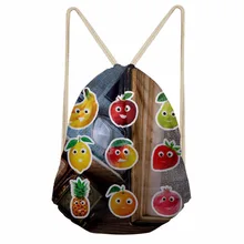 Noisydesigns Newest Bear School fresh fruits Drawstring Bag Couple Lover Shoe Backpack Pocket String Storage Rucksack
