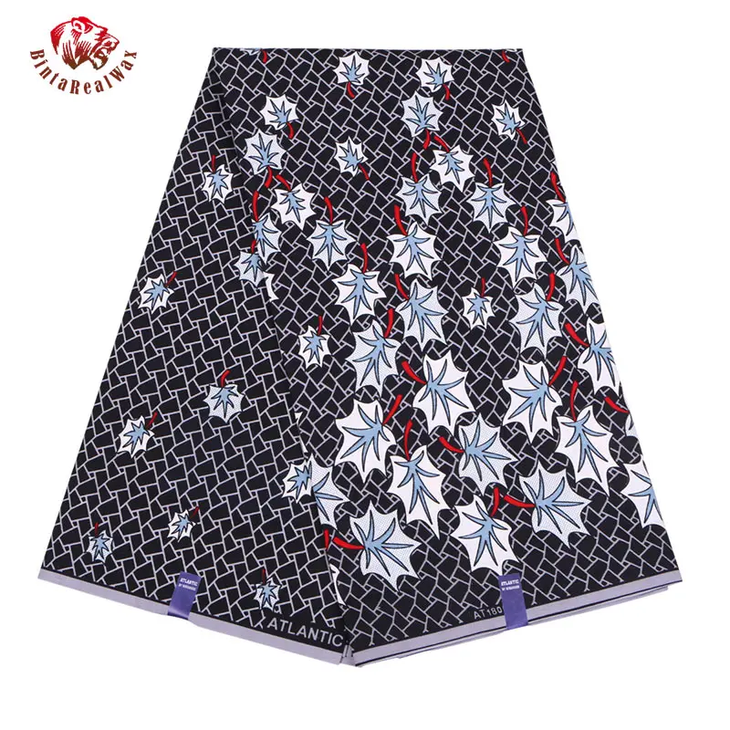 

Polyester Wax Prints Fabric 2019 Ankara new bintarealwax High Quality 6 yards African Fabric for Party Dress fP6101