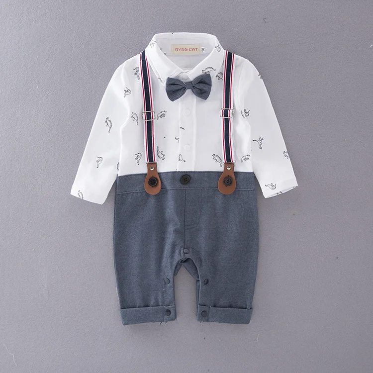 Bebe Garcon Vetements Y Retour Bretelles Noeud Papillon Ensemble Automne Barboteuses 1er Anniversaire Gentleman Mignon Enfant Tenues Costume Salopette Nouveau Aliexpress