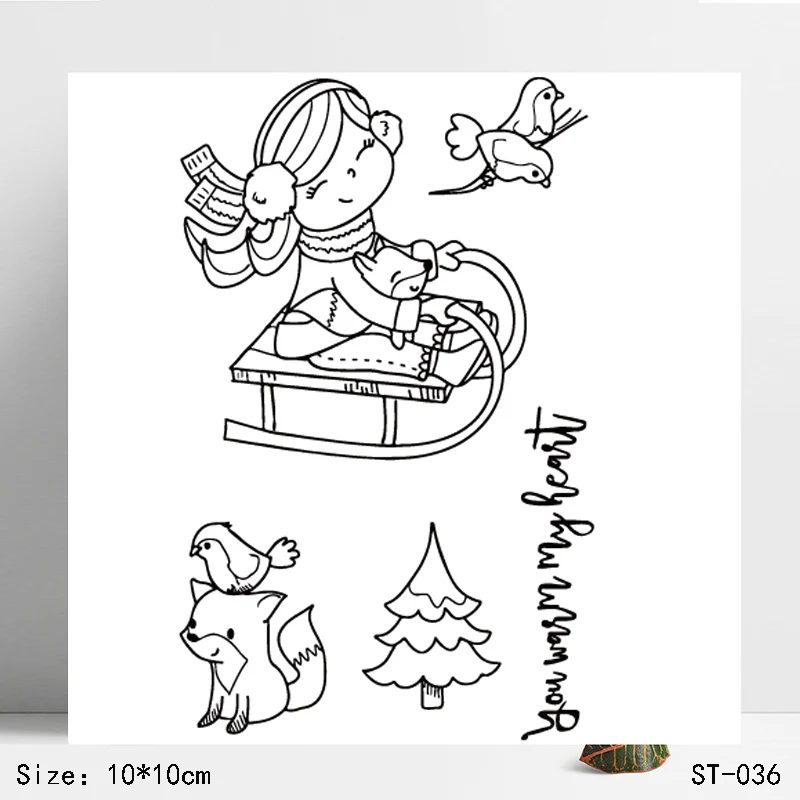 

AZSG Cartoon Fox Bird Enjoyable Girl Clear Stamps/Seals For DIY Scrapbooking/Card Making/Album Decorative Silicone Stamp Crafts