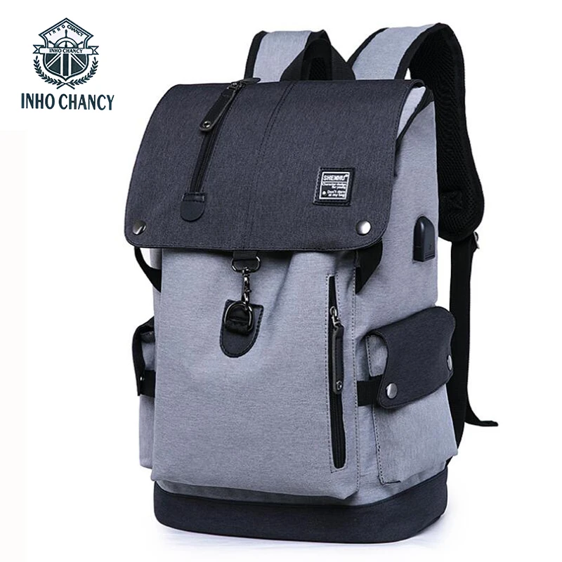 

INHO CHANCY Men Multifunctional USB Charging Backpack Large Capacity Laptop Bag Teenagers School Bag Waterproof Travel Backpack
