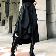 TVVOVVIN Весенняя мода новое кольцо неправильной формы крест два носить Черная Женская юбка эластичная высокая талия все-матч низ V486