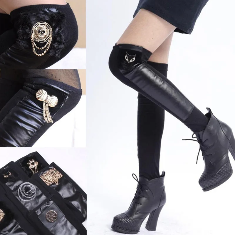 Buy Women Ladies Winter Faux leather Leg Warmers Knee