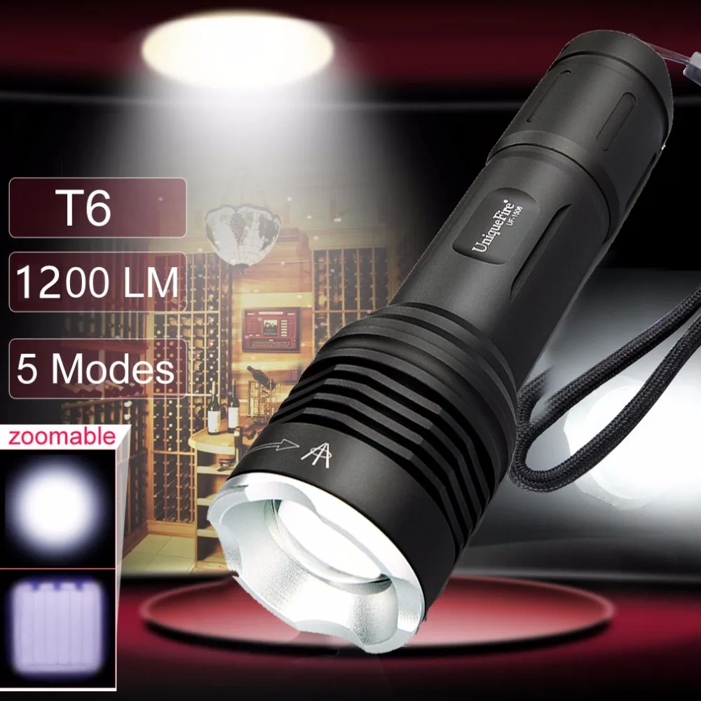 UniqueFire 1506 Tactical Flashlight 1200 LM Cree XML T6 LED Flashlight