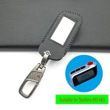 For Starline A93 / A63 Leather Key Case for Russian Version in Two-Way Car Alarm Remote Control LCD Key Fob Cover protect shell 2 way tw 9010 lcd remote control key fob tamarack silicone case for russian tw 9010 two way car alarm system tomahawk tw9010