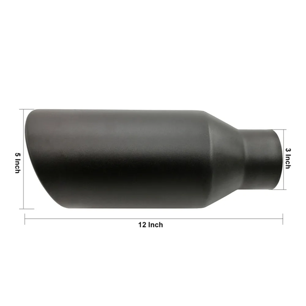 VictSing Car Exhaust Black Universal Stainless-Steel Exhaust Pipe Trim Car Rear Tip Tail Muffler Tail Throat Accessories 12 inch (21)