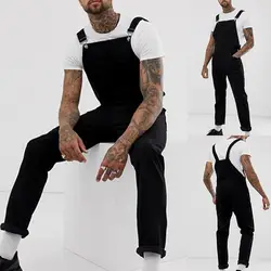 MoneRffi Модные мужские рваные джинсовый комбинезон комбинезоны 2019 повседневные мужские уличные джинсы в стиле хип-хоп брюки на подтяжках