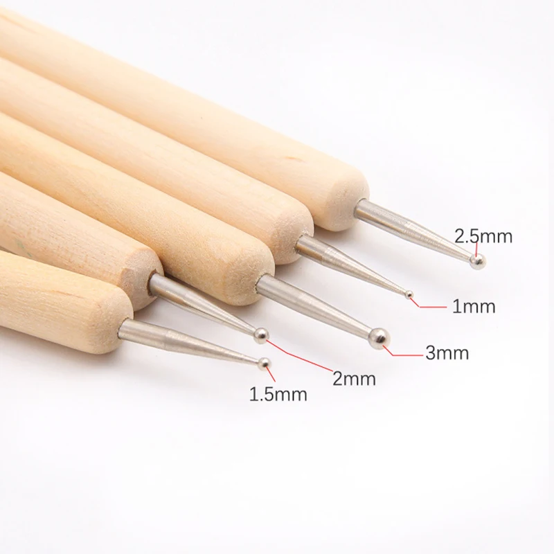 

Wood + Steel 5pcs Set Sculpture Line Pens DIY Leather Craft Press Rub Carving Hand Tools