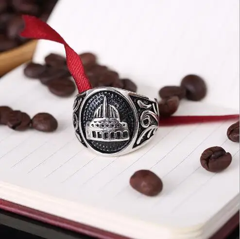 

Enamel Black Islam Arab Middle Eastern Rings Men Jewelry Punk Rock Finger Rings for Male Vintage Claw Men Rings Wedding Jewelry