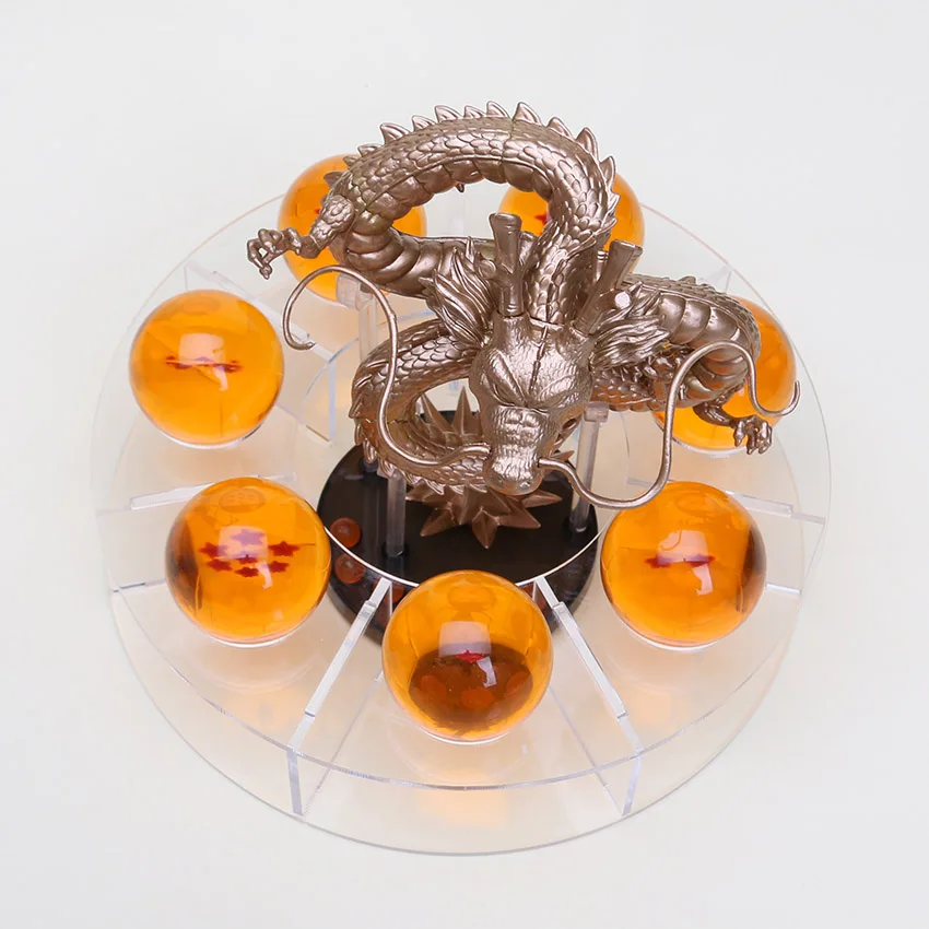 7 шт. 3,5 см Хрустальные драконы шары и 1 акриловая полка и 15 см Shenron Shenlong Dragon Ball Z фигурки с Драконий жемчуг набор