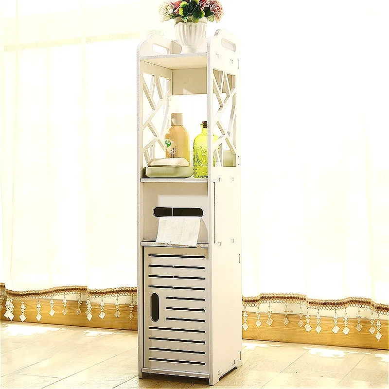 

YN22 PVC waterproof Bathroom Vanity Bathroom Side Storage Cabinet Towel Box Toilet Storage Shelf Bathroom Furniture 80cm