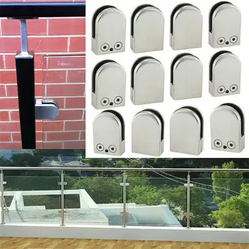 

12pcs Stainless Steel Glass Clamp Holder For Window Balustrade Handrail Window Balustrade Staircase L/M/S Size