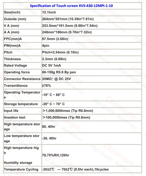 details for 109AB001 XVS-430-12MPI-1-10