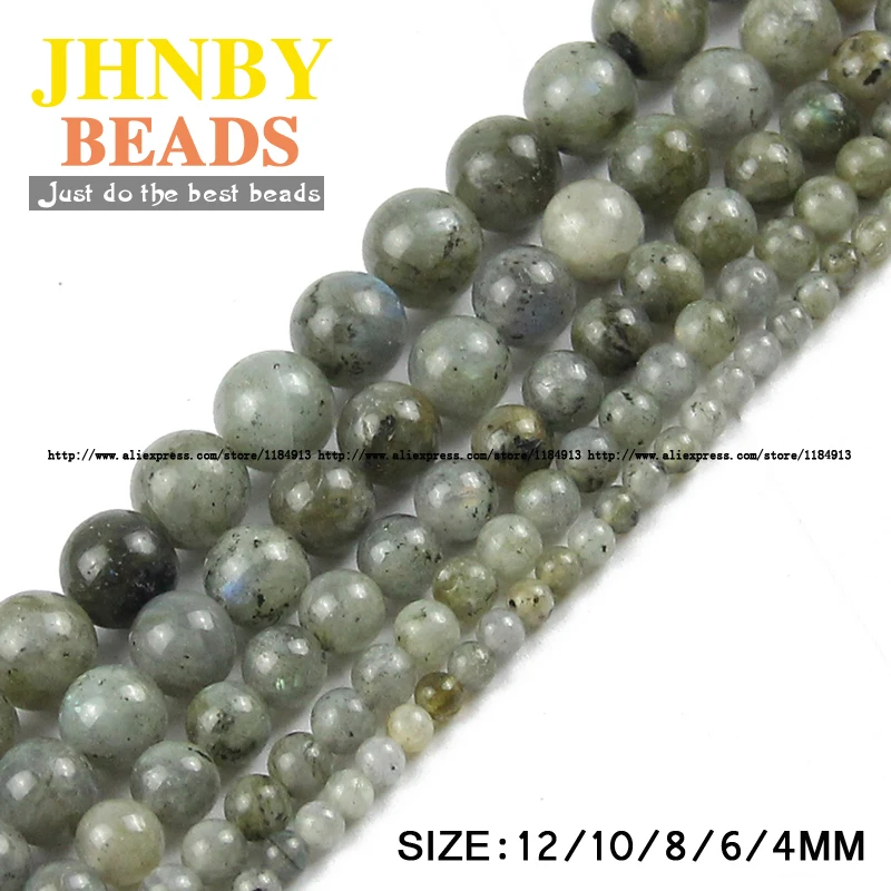 

JHNBY Labradorite Feldspar Natural Stone Round 4/6/8/10/12MM spacer charms Loose beads for Jewelry bracelets pendant making DIY