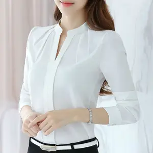 Dingaozlz collar professional female shirt autumn 2020new korean fashion chiffon  long sleeve blouse women tops