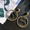 Fashion High Quality Brand Women Earring Jewelry Simple Pearl Number 5 Big Circle Part Model Earrings Black Ribbon Weaves ► Photo 2/6