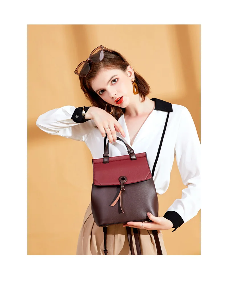 

women's genuine leather backpack high quality bags zaino 2019