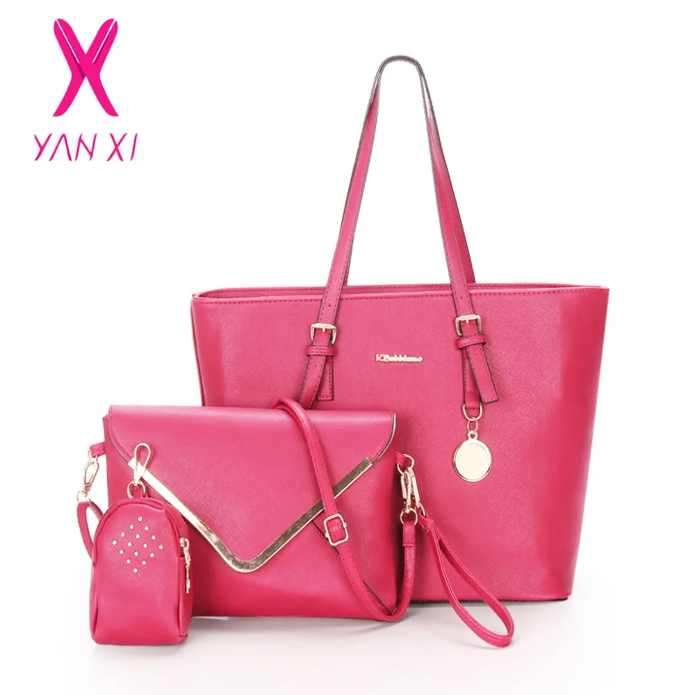 

YANXI New Factory Outlet Woman Handbag PU Leather Shoulder Bags Lady Handbag Messenger Bag Purse Bag 3 Sets High Quality Tote