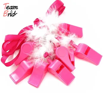 

Team Bride 10 pcs Whistles Hot Pink Hen Party Game Fluffy Whistles Girls Night Out Bachelorette Party Decorations Supplies