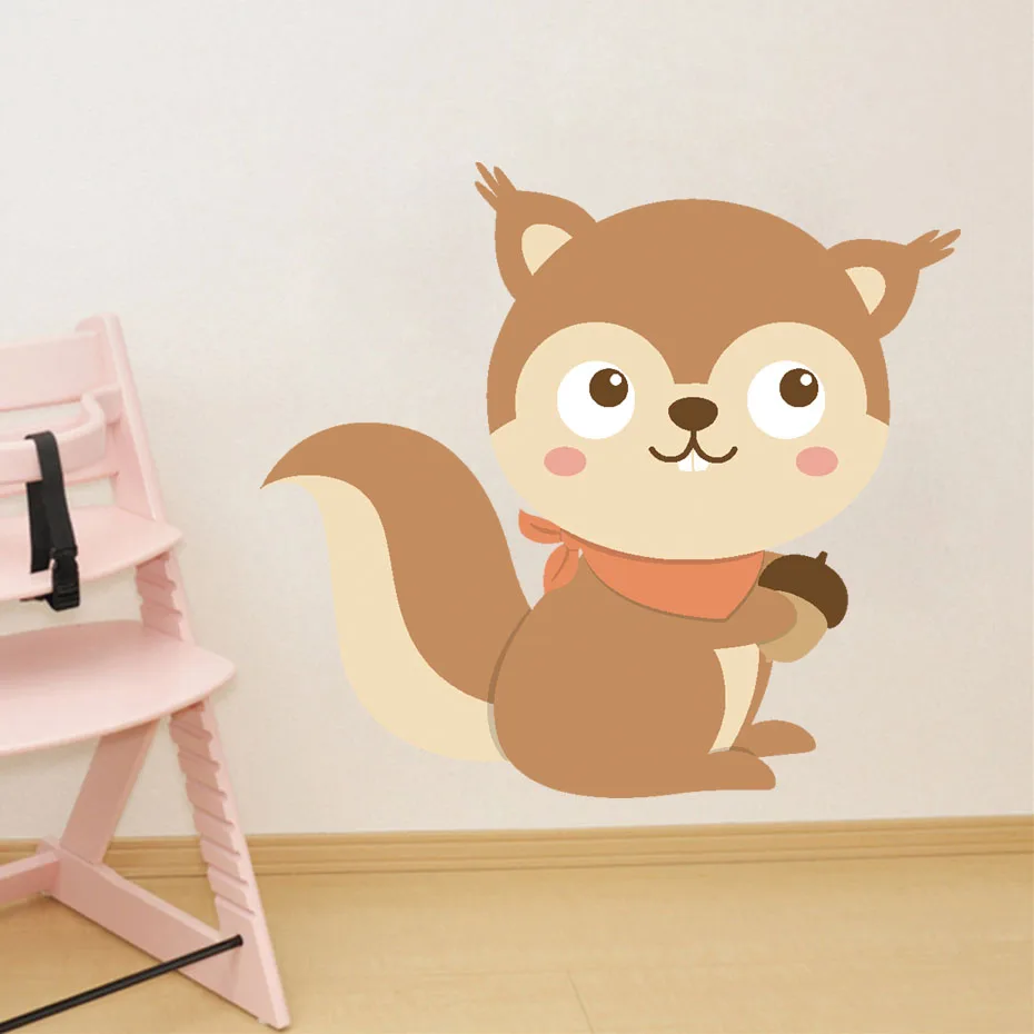 Lovely Fox Squirrel Bear Wore scarf Wall stickers Room Decor Art Vinyls Decals for Children Kids Bedroom Living Room Home Mural (2)