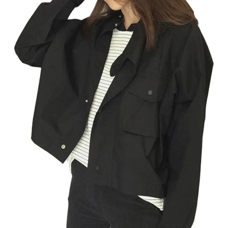 Women Pocket Jacket Black Cardigan Fashion Short Button Jackets Coat Loose Bomber | Женская одежда