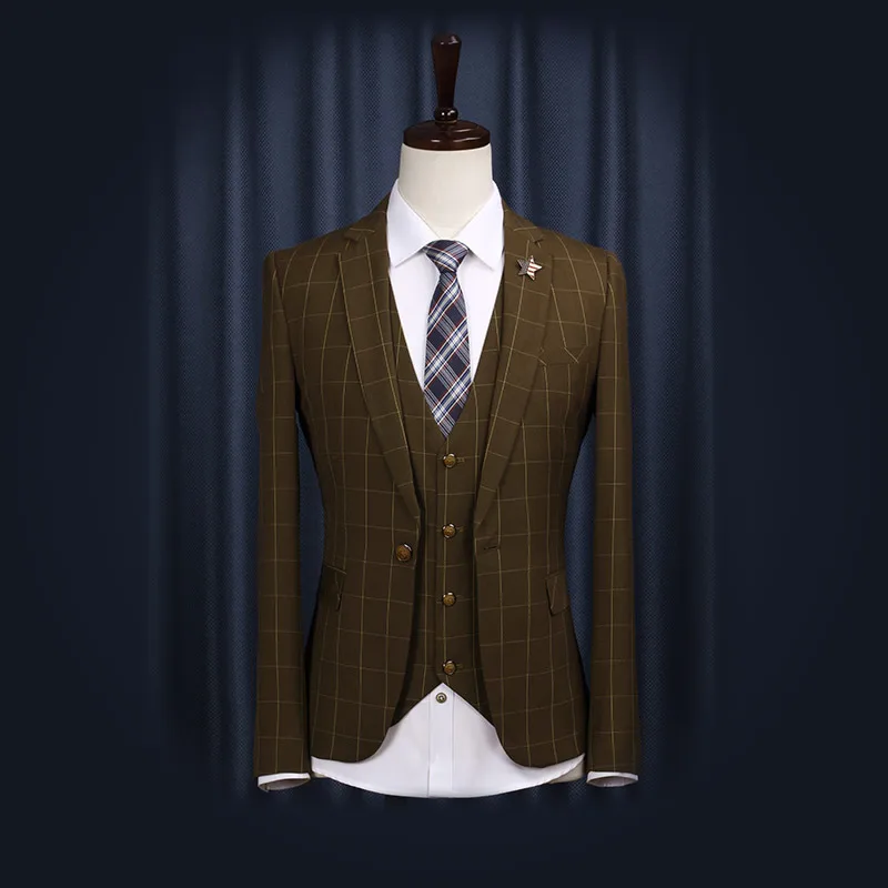 Free Shipping 2014 Autumn Men Business Dress Wedding Suits High Quality No-Iron Blazer Man Apparel Retro England Style Slim | Мужская