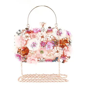 

TEXU Women Clutches Colorful Flower Evening Bag Sequins Satin Evening Clutch