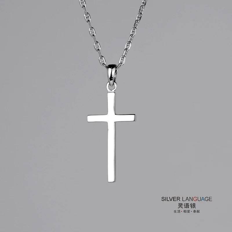 Fashion Cross 925 Sterling Pure Silver Cross Pendant Necklace Women