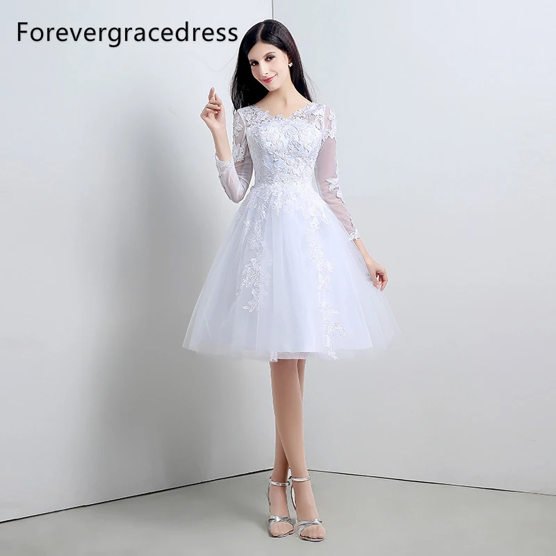long sleeve lace short wedding dress