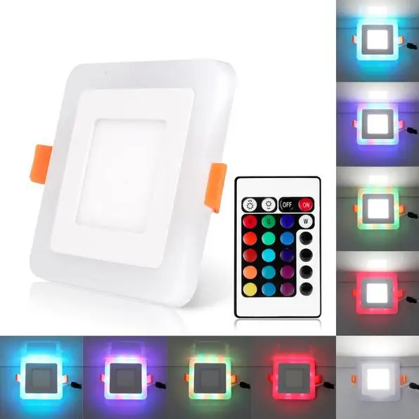 

new design white+rgb 3 models led panel light RGBW ultra thin recessed acrylic 6w 9w 16w 24w panel lamps ceiling lights