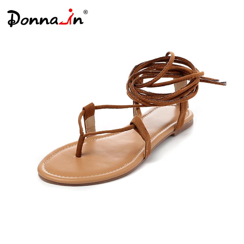 

Donnain 2019 Summer Woman Flip Flops Beach Sandals Ladies Suede Low Heel Ankle Strap Women Shoes New Fashion Casual Flat Sandals