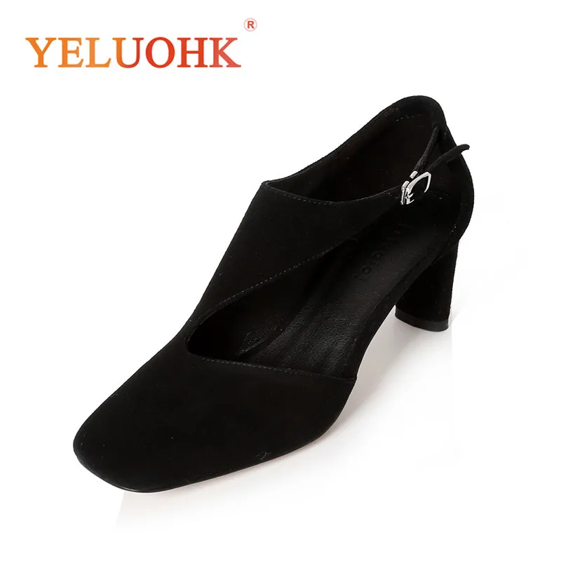 

Natural Suede Spring Shoes Heel Women High Quality High Heels Shoes Women Heels 6 CM Female Shoes Pumps