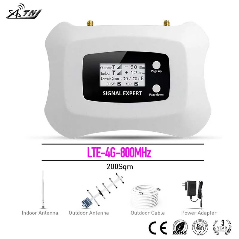 

Smart! LTE 4G 800mhz Mobile signal booster/Amplifier/ repeater!LCD Display+The Most Intelligent Speed System Yagi + Pen Antenna