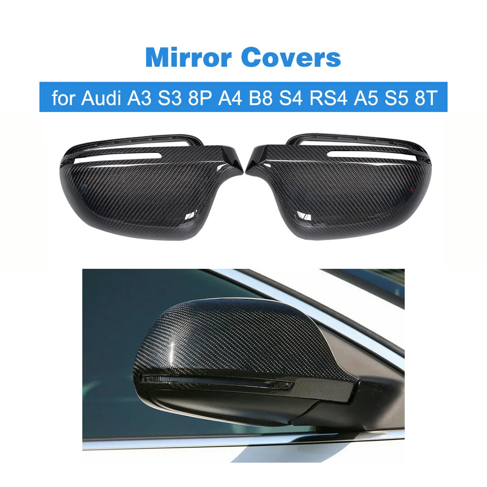 Carbon Fiber Replacement Wing Mirror Covers for Audi A3 S3 8P (2008 2010) A4 B8 S4 RS4 (2008
