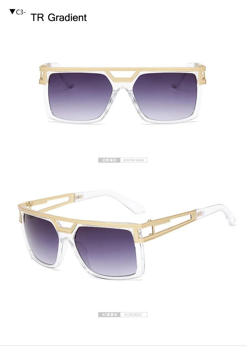 Квадратный роскошные солнцезащитные очки Для женщин Для мужчин Брендовая дизайнерская обувь женская обувь женские крупные солнцезащитные очки металлические очки с оправой для женщин UV400