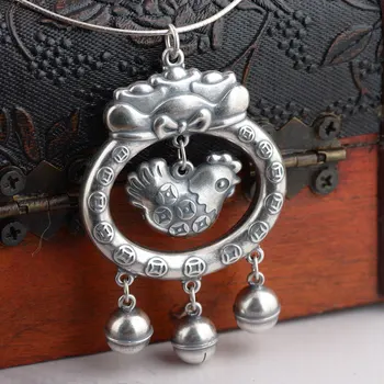 

FNJ 925 Silver Chick Pendant New Fashion Coins Bead 100% Pure S990 Solid Thai Silver Pendants for Women Men Jewelry Making
