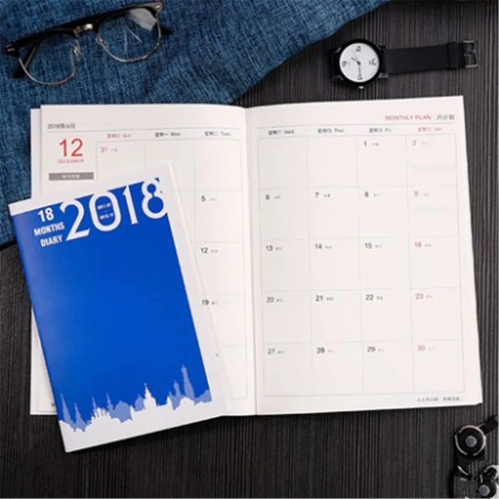 

2018.1-2019.6 Paper Cover B5 Planner Weekly Appointment Book Notebook office supplies