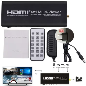 

HD Video Splitter Extender,3D 1080P HDMI 4x1 Quad Multi-Viewer with PIP,4 Screen Segmentation&Seamless Converter,IR Remote,HDCP