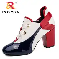 ROYYNA 新着ファッションスタイルの女性はマルチカラー女性のドレスの靴ラウンドトウレディース結婚式の靴ライト高速送料無料