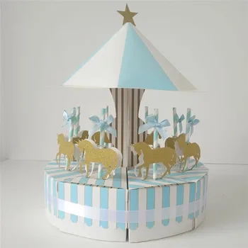 

1PC Elegant 13*7.5*10cm Portable Carousel Display Box Wedding Jewelry Gift Bags Daughter Girls Birthday Package Boxes