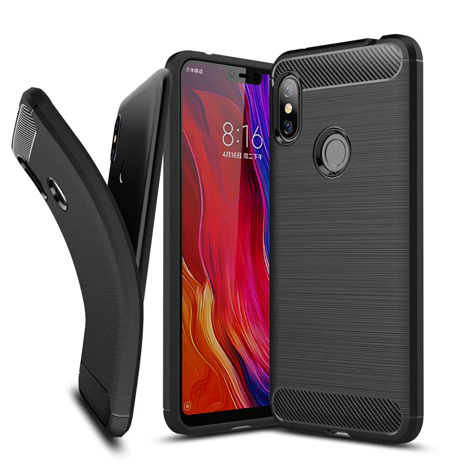 buy Case for Xiaomi Redmi Note 6 Luxury Armor Carbon Fiber Texture Brushed Silicone Soft Covers Case for Redmi Note 6 Coque Capa bag