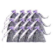12 мешков, засушенная Лаванда, маленькая сиреневая органза, сумки-настоящая Цветочная Свадебная подарочная сумка, домашняя декоративная маленькая Фиолетовая Сумка
