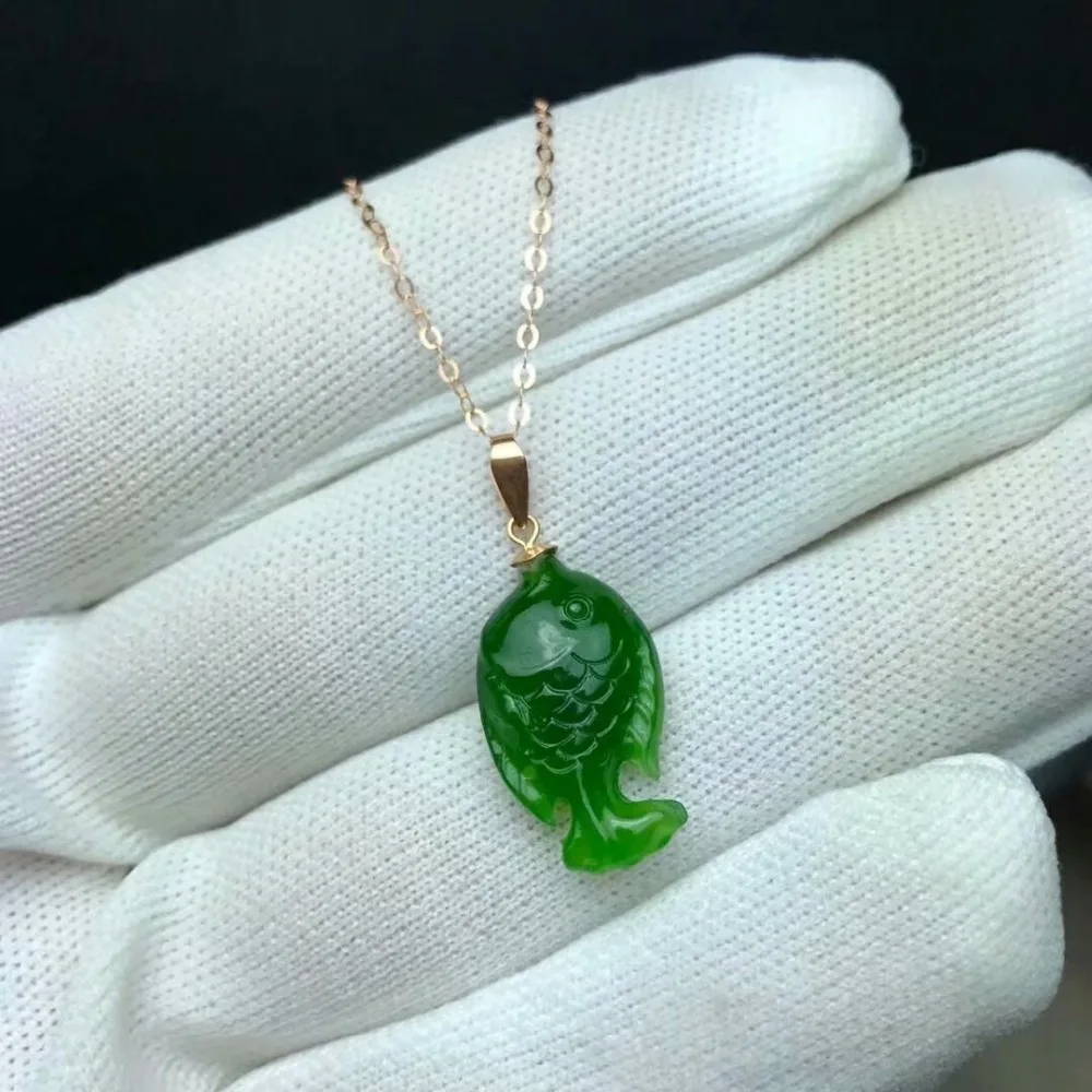 SHILOVEM 18k розовое золото Натуральная Зеленая яшма кулоны без ожерелья классические