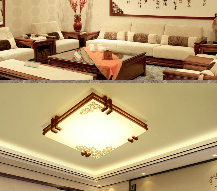 Имитация овчины новый китайский потолочный светильник светодиодный Современный простой деревянный цвет гостиной освещение теплая