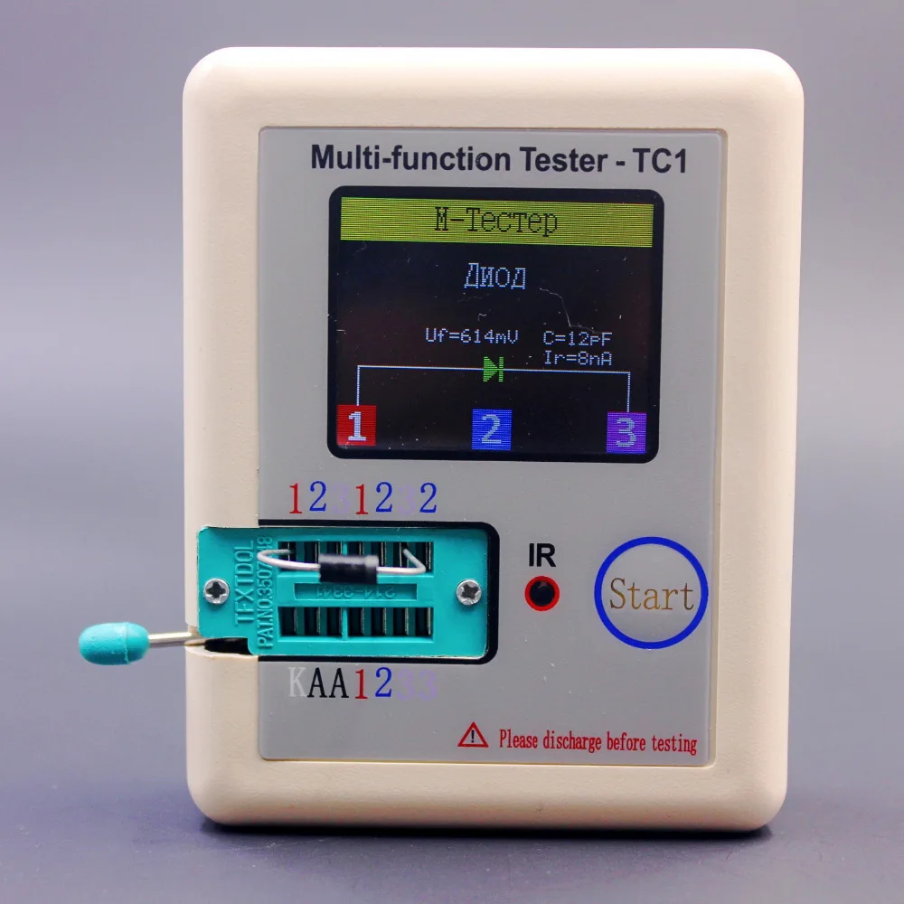Русский Транзистор тестер TFT Диод Триод измеритель емкости LCR ESR NPN PNP MOSFET ИК-измеритель