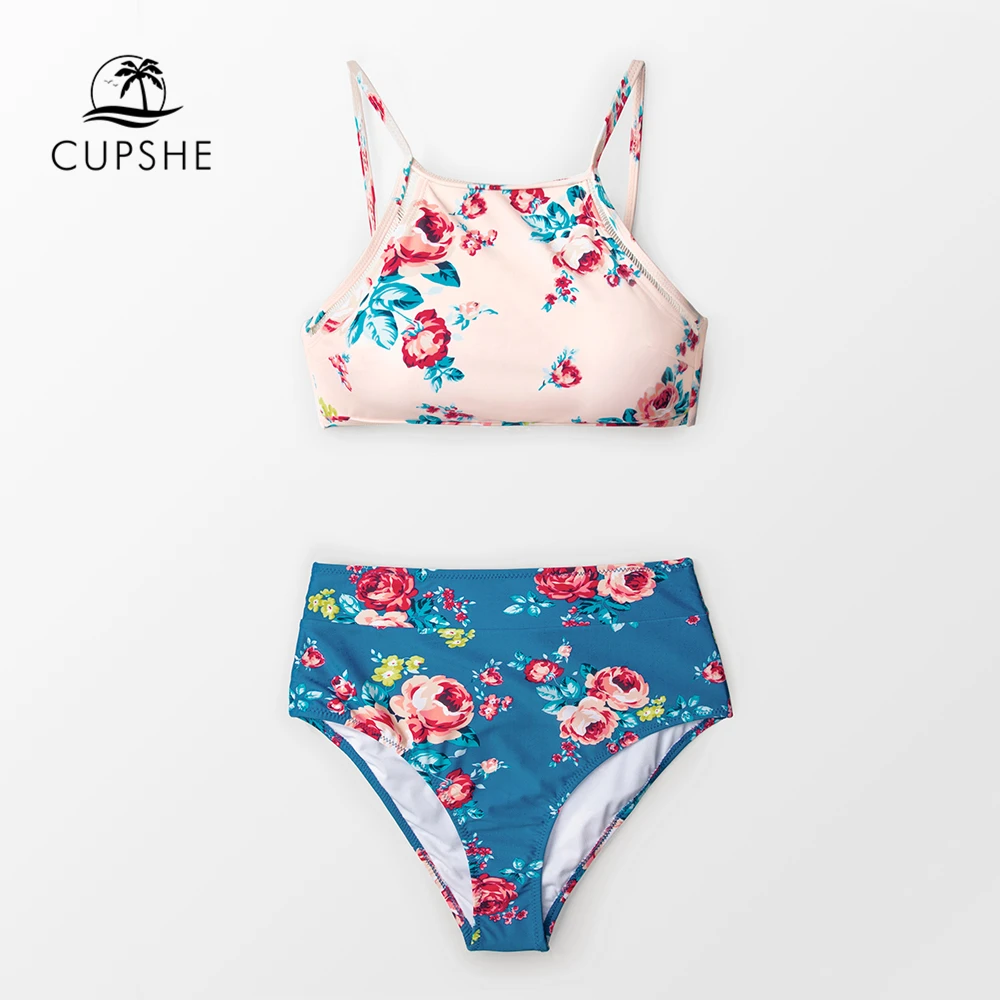 CUPSHE/сексуальные розовые и синие женские комплекты бикини с высокой талией