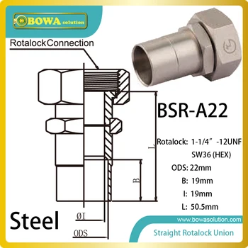 

7/8" ODS straight SW36 hex rotalock valve installed in beverage cooler