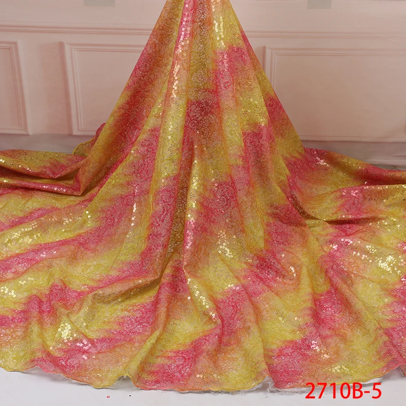 

High Quality African Lace Material Fabric Chemical Luxurious Glitter China Lace Dress Fabric QF2710B-5