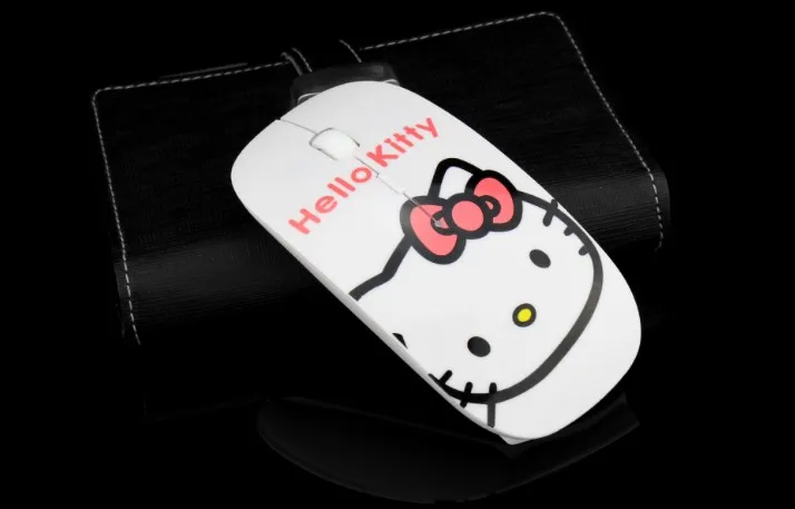 Розовая Бесшумная hello kitty 2,4 ГГц Беспроводная оптическая ультра тонкая Бесшумная компьютерная игровая Nano мышь для ноутбука - Цвет: Белый